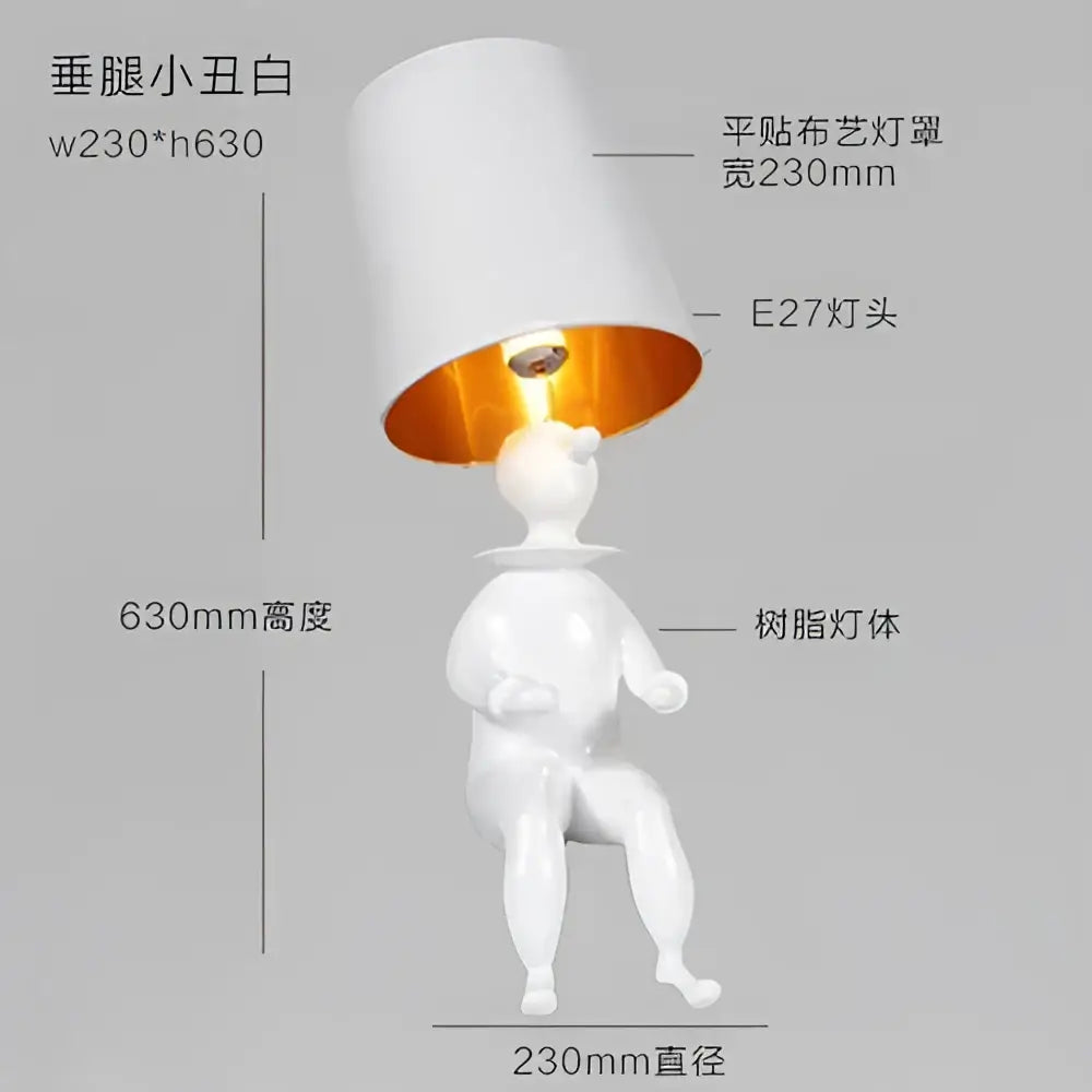 Modern black and gold ceramic clown desk lamp with white ceramic base gold-lined shade and e27 bulb decorbites clown desk