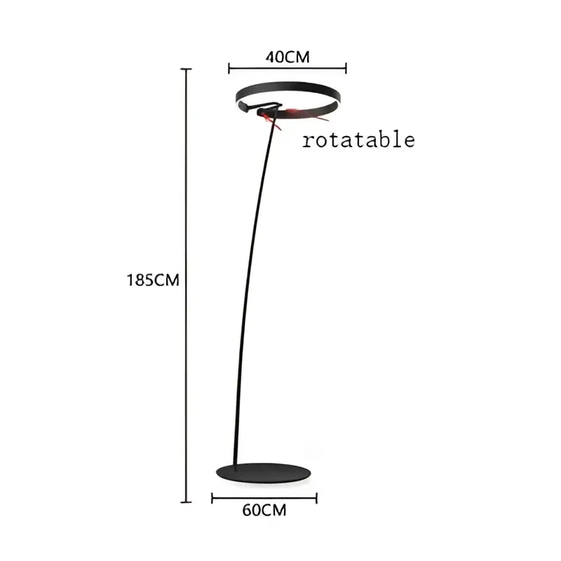 Modern black metal floor lamp with adjustable height and circular head from decorbites circular luminescence led series