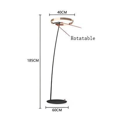 Modern black and gold circular luminescence led floor lamp with sleek metal stand for living room decorbites floor lamp