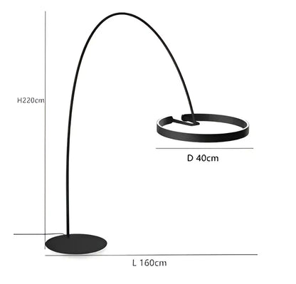 Modern black and gold decorbites circular luminescence led floor lamp with sleek curved arch and circular base for living room decor