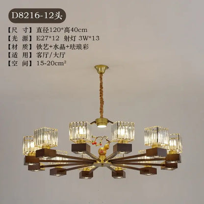 Modern black and gold crystal dining room chandelier with brass and wood twelve light decorbites crystal dining design