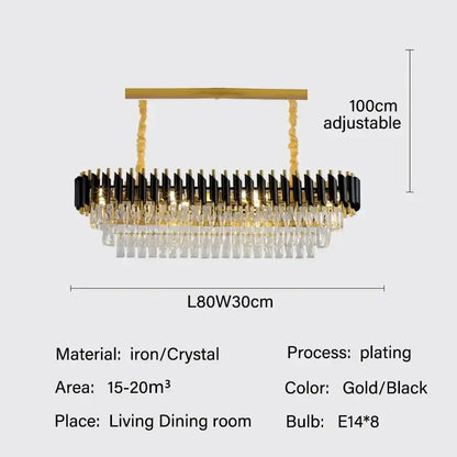 Modern black and gold crystal led pendant chandelier with crystal droplets for dining room decorbites crystal led design