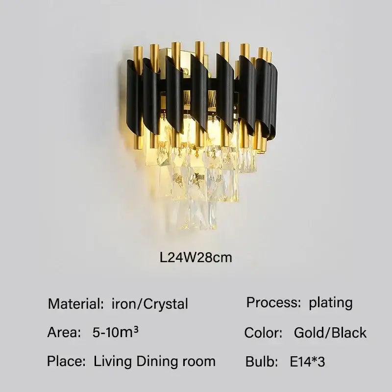Modern black and gold wall sconce with crystal accents for decorbites crystal led pendant chandelier dining room decor