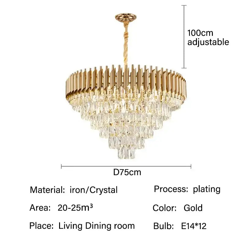 Modern black and gold crystal pendant chandelier with tiered crystal droplets and iron bars for dining room decorbites crystal pendant