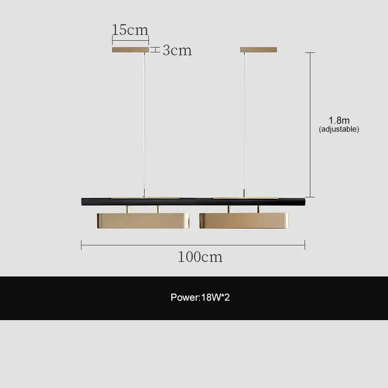 Modern black and gold led strip pendant light with adjustable height for dining room decorbites led strip pendant lights
