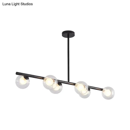 Decorbites black gold metallic hanging chandelier with five clear glass globe light bulbs for modern dining tables