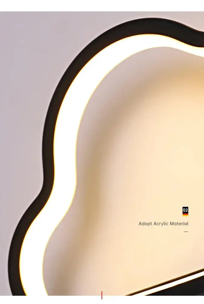 Modern black acrylic led wall lamp with sleek curved design and warm light edge for kids bedroom decorbites clouds wall