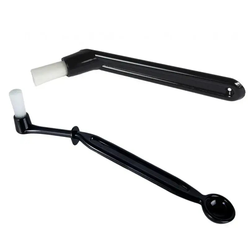 Modern black and white coffee machine brush with white bristles and spoon attachment for decorbites coffee machine cleaning tool