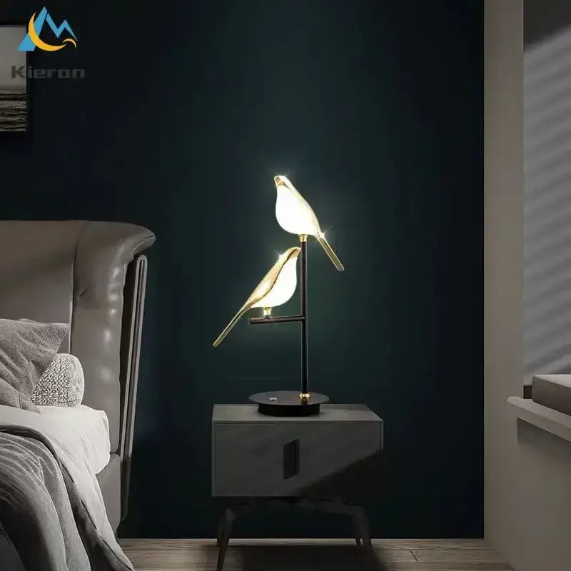 Modern black and white crow led floor lamp with sleek bird-shaped design on black stand for living room decorbites decor