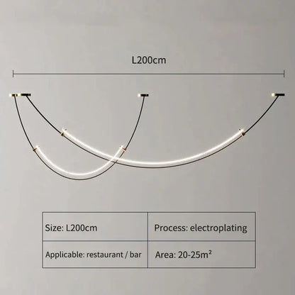 Modern black and white designer arc line dining room chandelier with three curved white neon tubes and gold fixtures decorbites designer arc