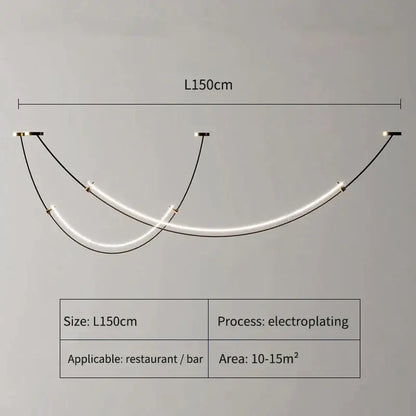 Modern black and white designer arc line dining room chandelier with three curved translucent led tubes and gold fixtures by decorbites designer arc