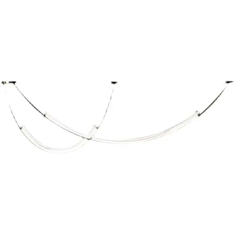 Modern black and white designer arc line chandelier with clear acrylic hammock and black metal supports for decorbites designer arc use