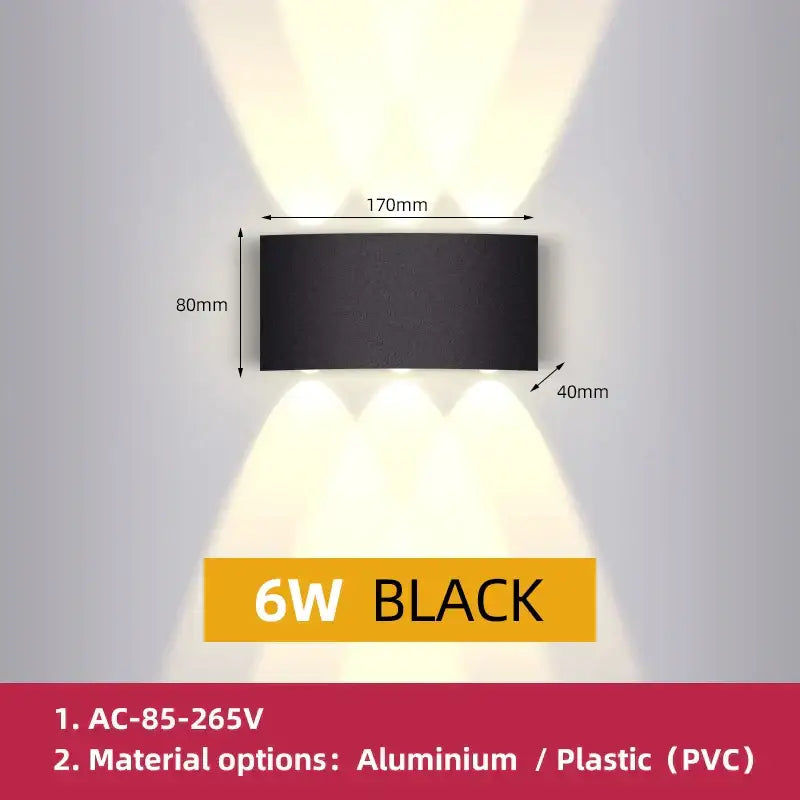 Modern black led wall lamp with three warm white beams providing a stylish lighting solution for bedroom and garden