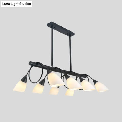 Modern black metal light fixture with six frosted glass shades kitchen pendant light for kitchen pendant use