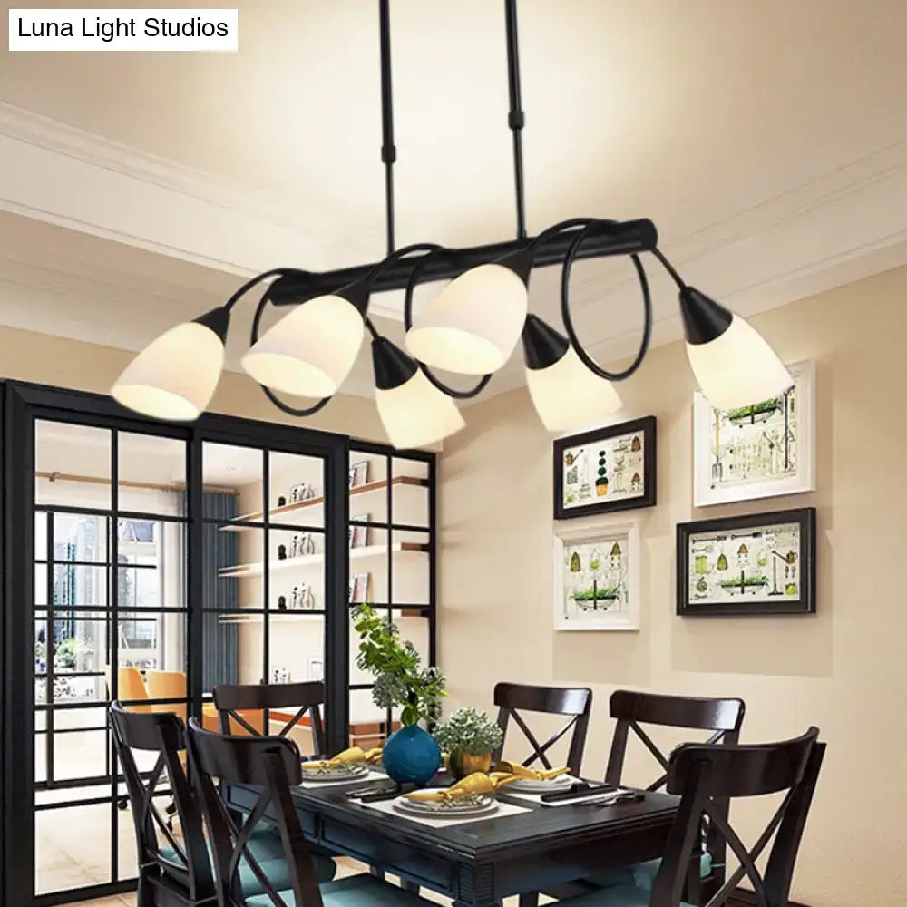 Modern black metal chandelier with off-white frosted glass shades kitchen pendant light fixture for kitchen pendant use