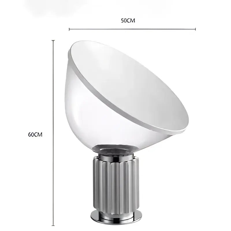 Modern black and white glass radar shade led desk lamp with clear glass and silver metallic base for bedroom use