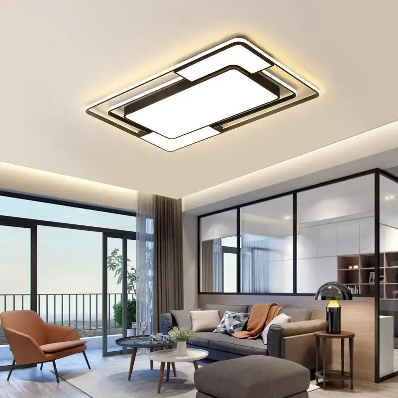 Modern black and white led ceiling lamps with sleek frame and dimmable white panels for living room decorbites led ceiling lighting