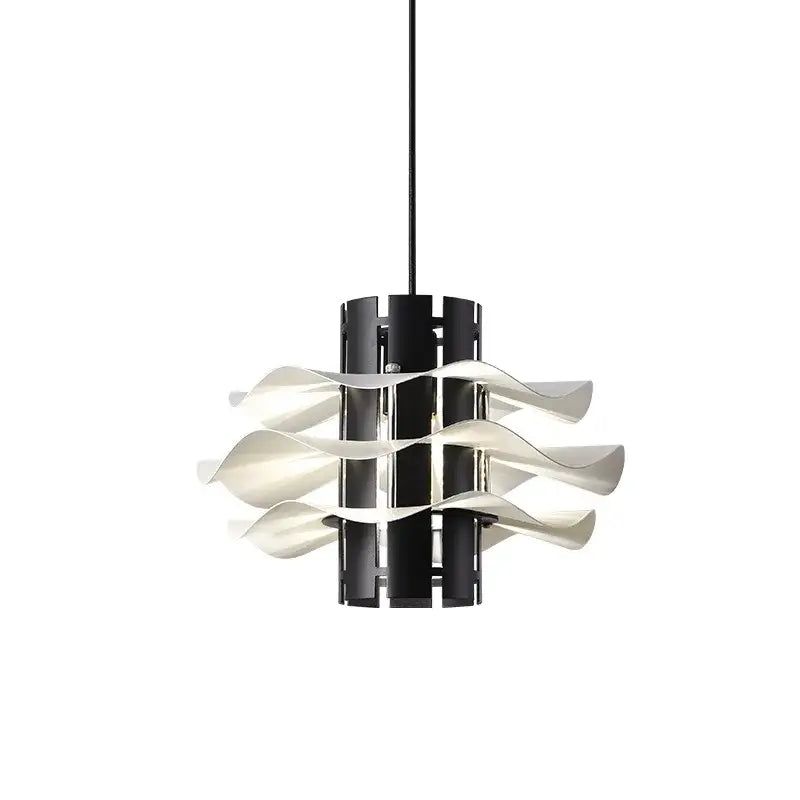 Modern black and white wave-shaped pendant lamp with sculptural design for decorbites designer restaurant use