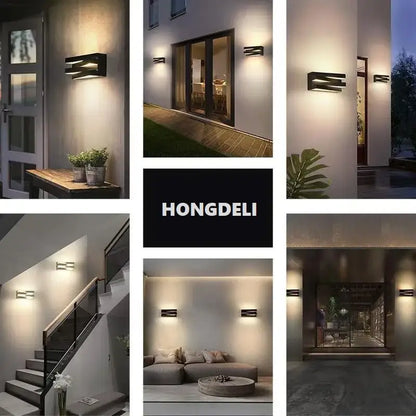 Modern black angular metal ip65 outdoor wall lamp with sleek design ideal for villa porch wall lamp lighting