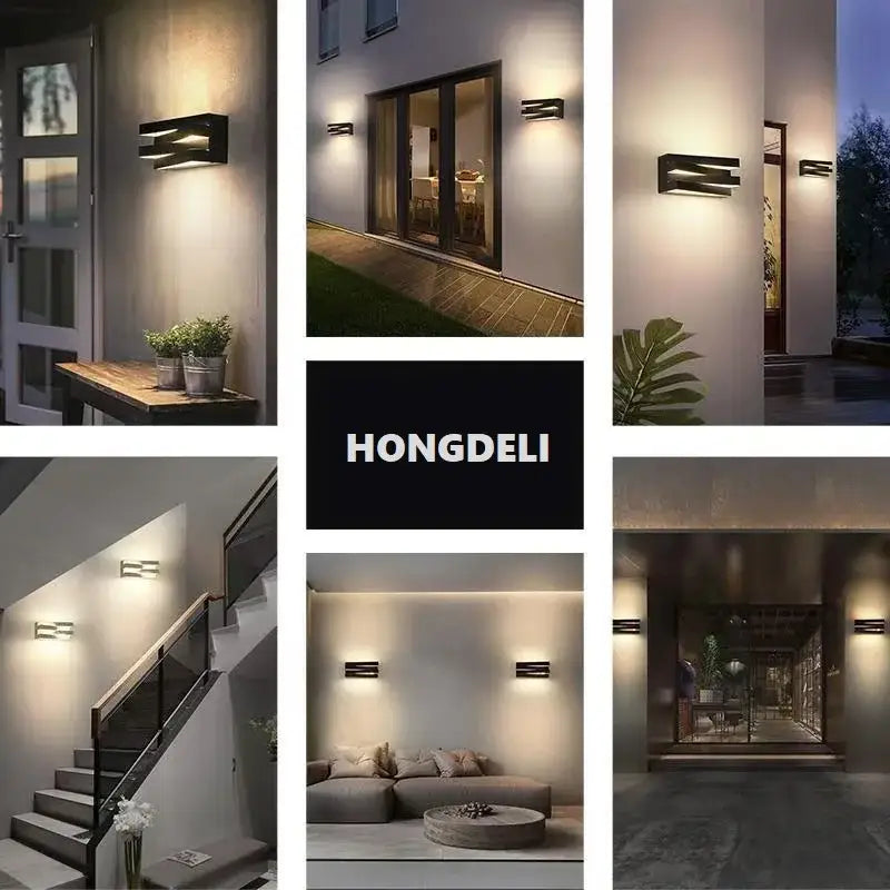 Modern black angular metal ip65 outdoor wall lamp with sleek design ideal for villa porch wall lamp lighting
