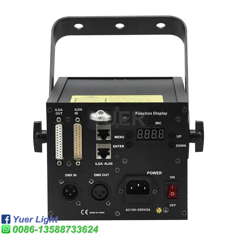 Modern black animation laser light projector with multiple connectivity ports and handle for party living room use