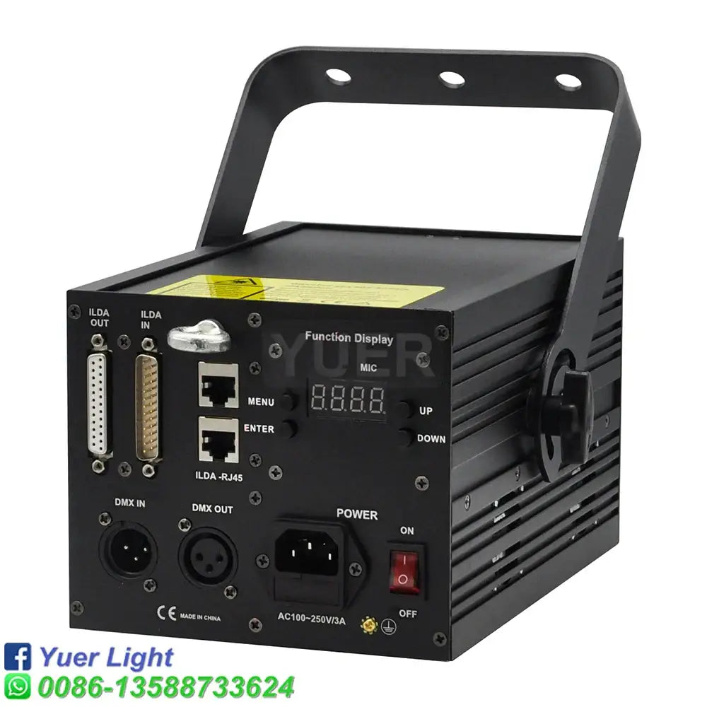 Modern black animation laser light projector with handle digital display and multiple ports for party and living room use
