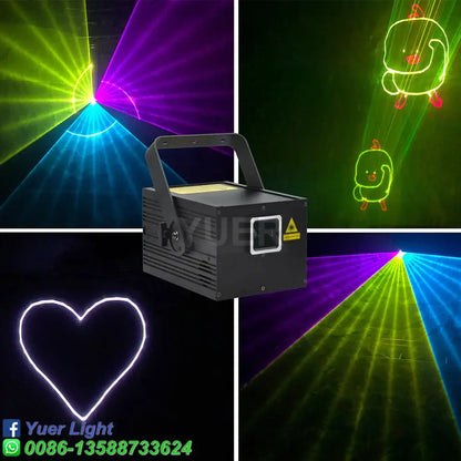Modern black animation laser light projector with handle and ventilation slots designed for party and living room use