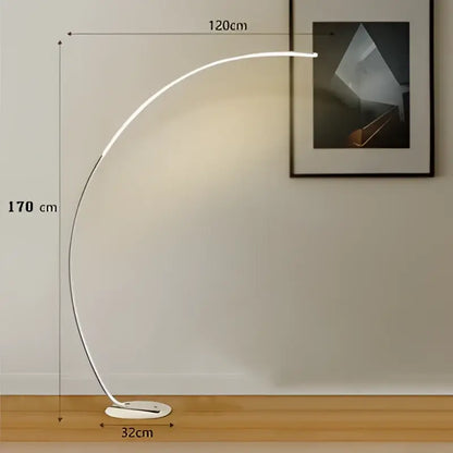 Modern white curved floor lamp with sleek metallic finish for decorbites arc rgb led living room decor