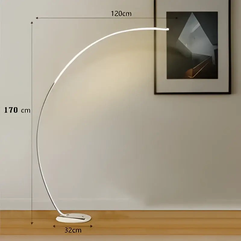 Modern white curved floor lamp with sleek metallic finish for decorbites arc rgb led living room decor