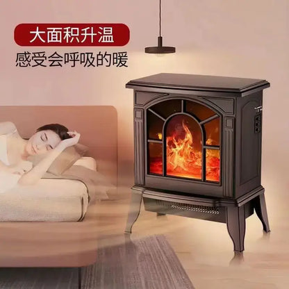 Modern black arched electric fireplace heater with glass front and simulated flames for living room use electric fireplace