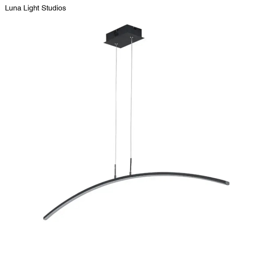 Modern black arched led pendant light with sleek metallic finish and smd light type for dining room island lighting