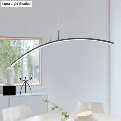 Modern black arched led pendant light with sleek curved design featuring smd light type for dining room island use