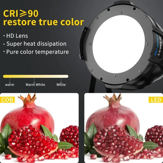 Modern black big dipper cob stage light with circular led fixture and visible mounting screws by decorbites big dipper
