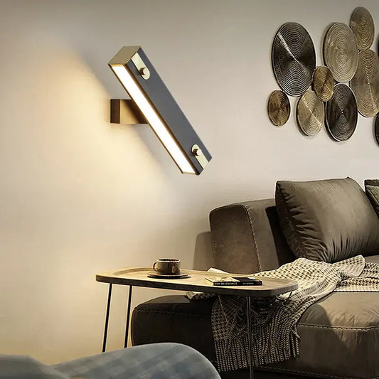 Modern black and brass decorbites adjustable led wall lamp with sleek rectangular design for bedroom sconce decor