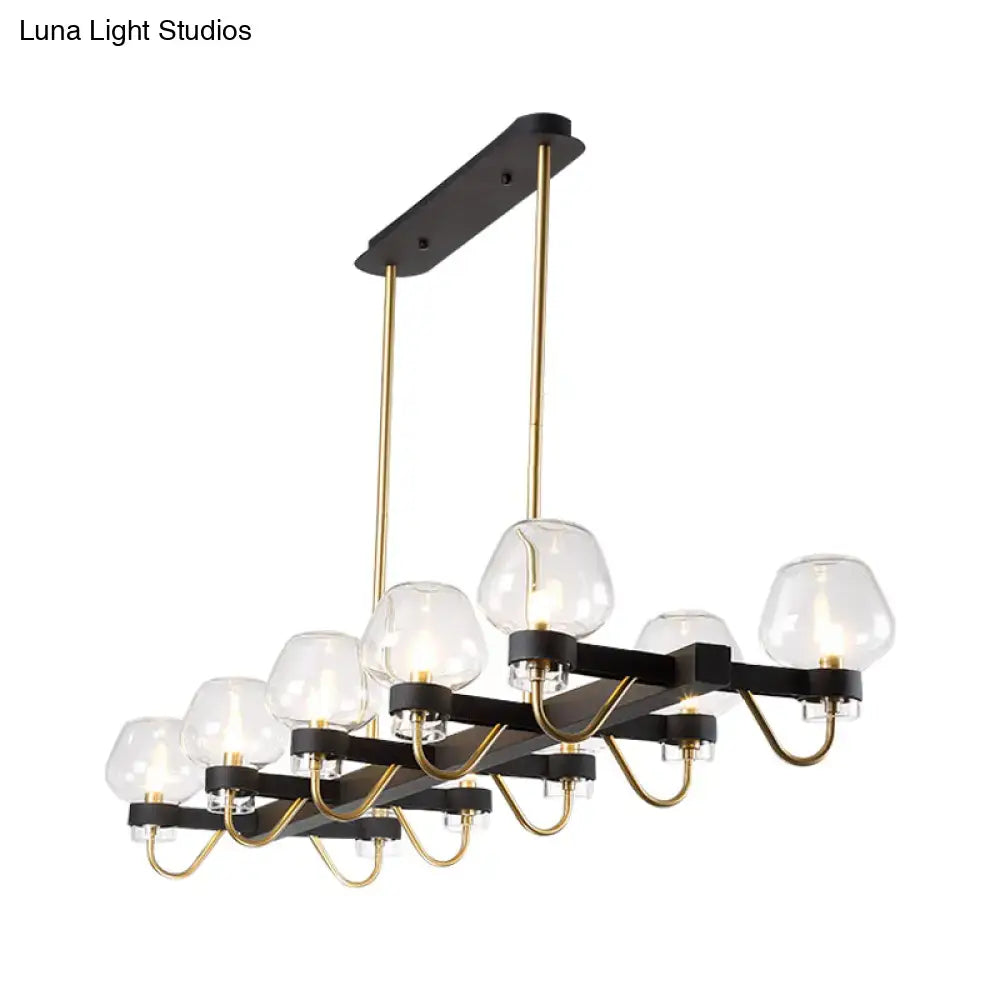 Decorbites contemporary island lamp with 10 clear amber smoke glass bulbs in black brass for bedroom 110v-120v