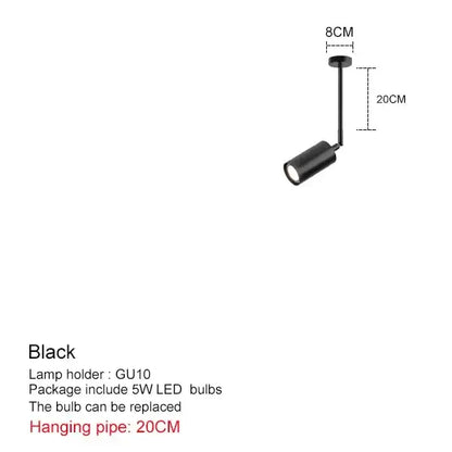 Modern black and brass pendant light with matte finish gu10 led bulb holder and 20cm adjustable hanging pipe