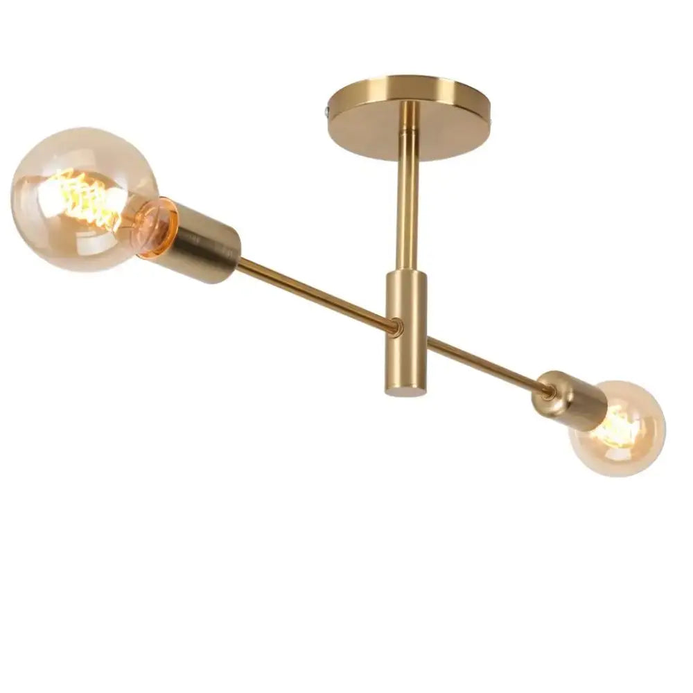 Modern black and brass industrial chandelier with two exposed filament bulbs by decorbites industrial chandelier for living room lighting