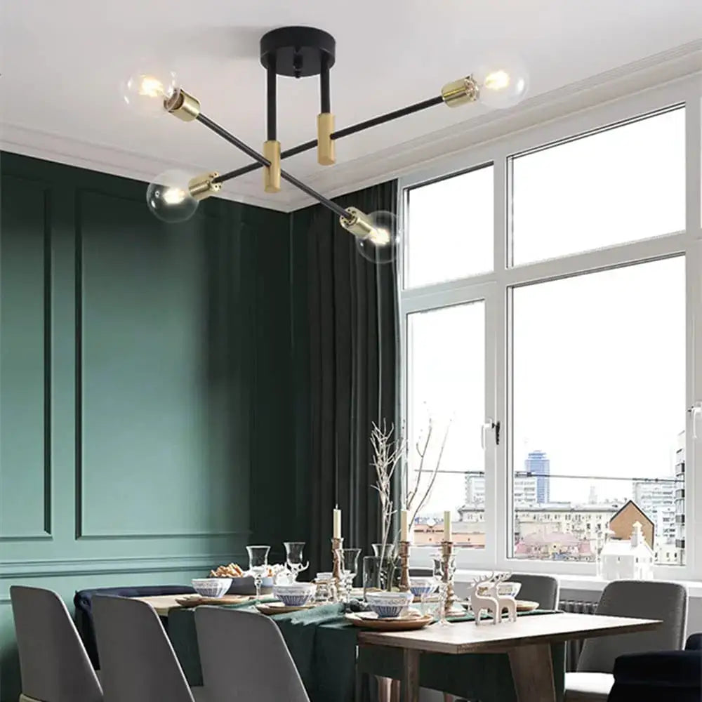 Modern black and brass industrial chandelier with clear glass globe bulbs for living room decorbites industrial chandelier