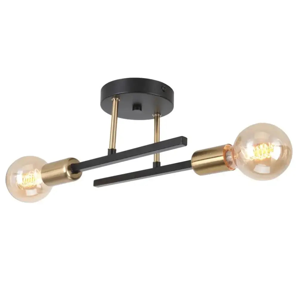 Modern black and brass two-light industrial chandelier with exposed filament bulbs for living room decorbites industrial chandelier
