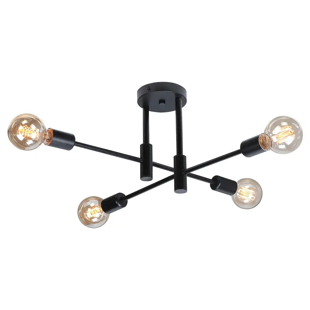 Modern black and brass industrial sputnik chandelier with four exposed filament bulbs ceiling light for kitchen decorbites industrial sputnik