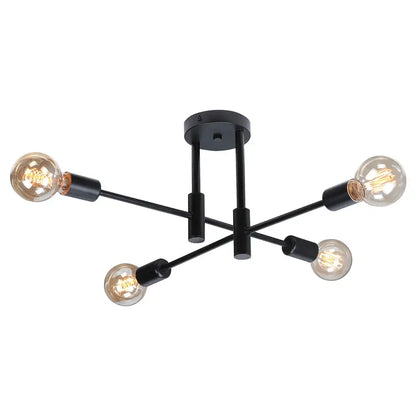 Modern black and brass industrial sputnik chandelier with four exposed filament bulbs ceiling light for kitchen decorbites industrial sputnik