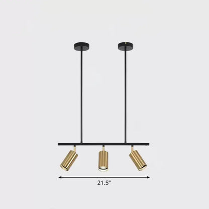 Modern black and brass metal island ceiling light with three adjustable spotlights for dining room by DecorBites™
