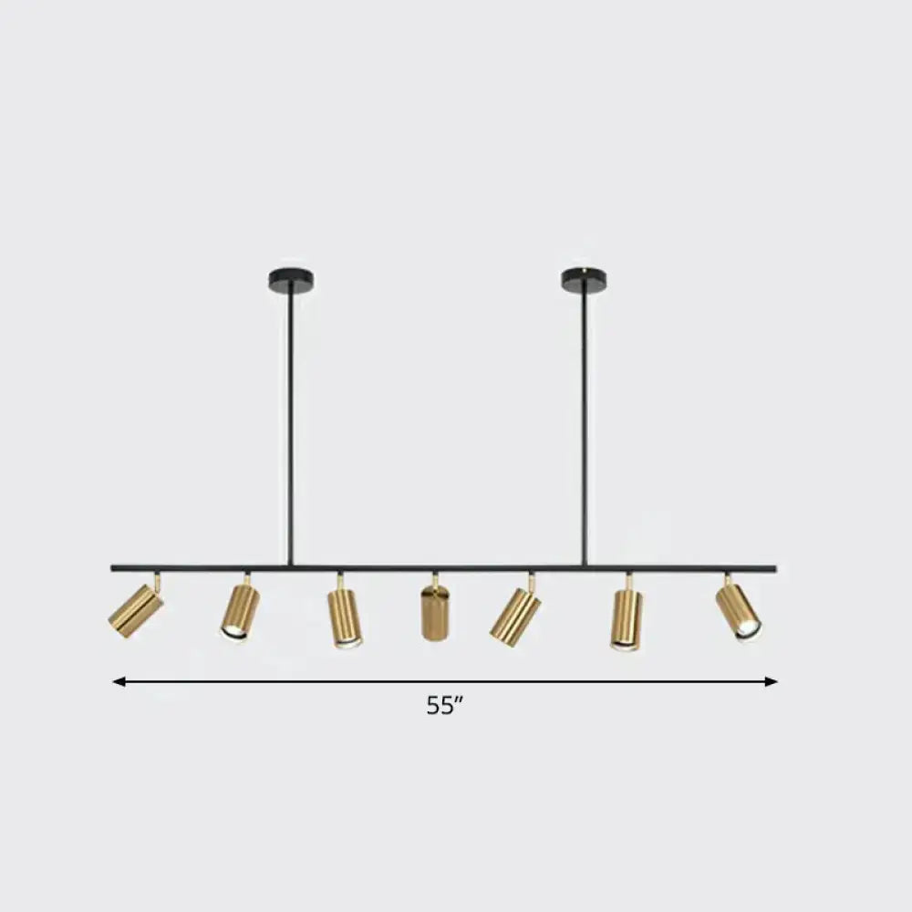 DecorBites™ metal island ceiling light with seven adjustable black and gold electroplated spotlights for dining room