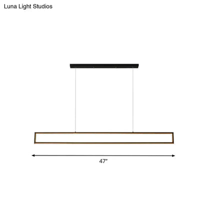 A sleek modern black and bronze rectangular led pendant with warm white light panel for dining room 220v-240v 110v-120v