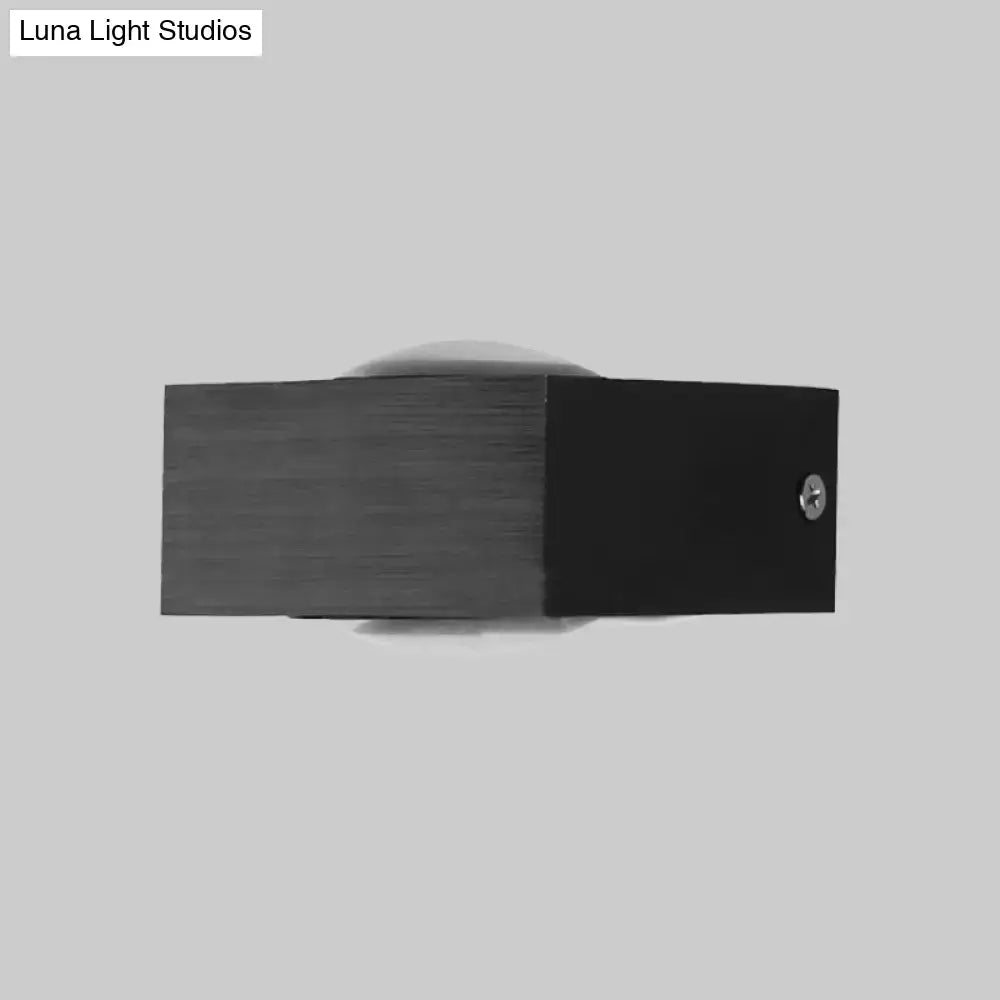 Black rectangular rgb wall lighting piece with brushed silver finish and visible screw designed for corridor LED use