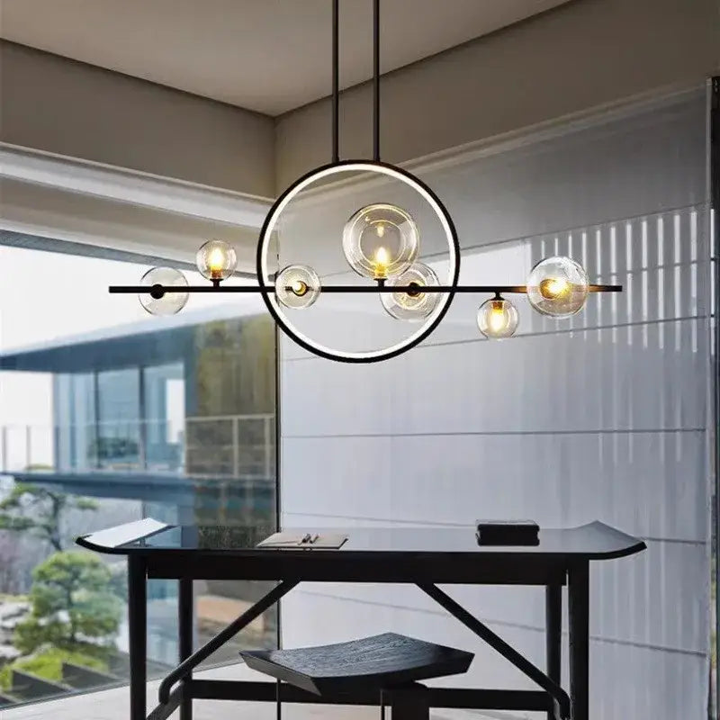 Modern black bubble glass pendant light with metal frame and clear globe bulbs ideal for dining room decorbites bubble glass