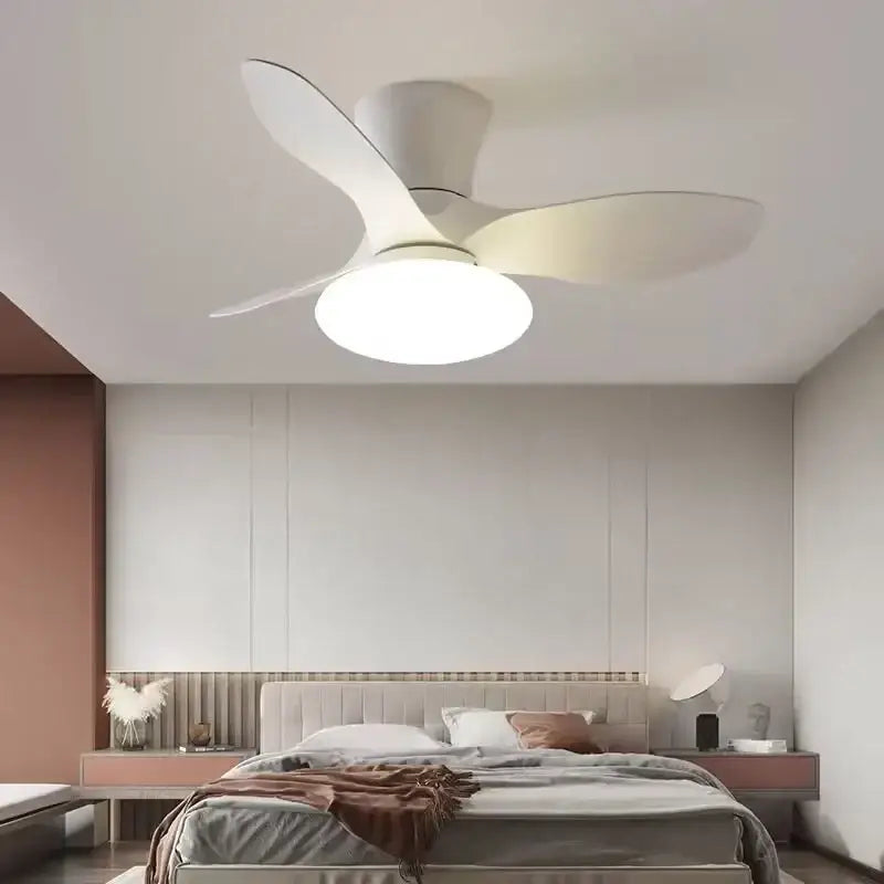 Modern black ceiling fan lamp with integrated light fixture and remote control for living room ceiling fan lamp use
