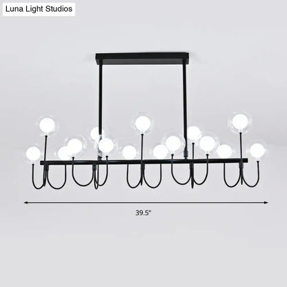 DecorBites™ 15-light black ceiling light with clear glass globe bulbs and adjustable hanging cord modern chandelier design