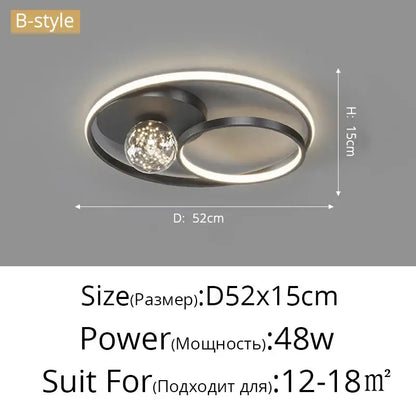 Modern black and chrome decorbites gypsophila chandelier with led circular ring and central crystal globe for living room light