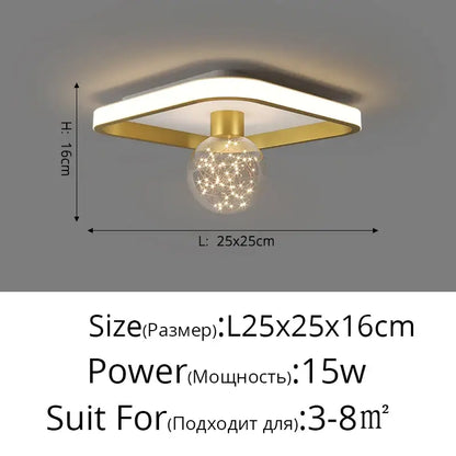 Modern black and chrome decorbites gypsophila chandelier featuring a gold frame square ceiling light with starburst globe pendant